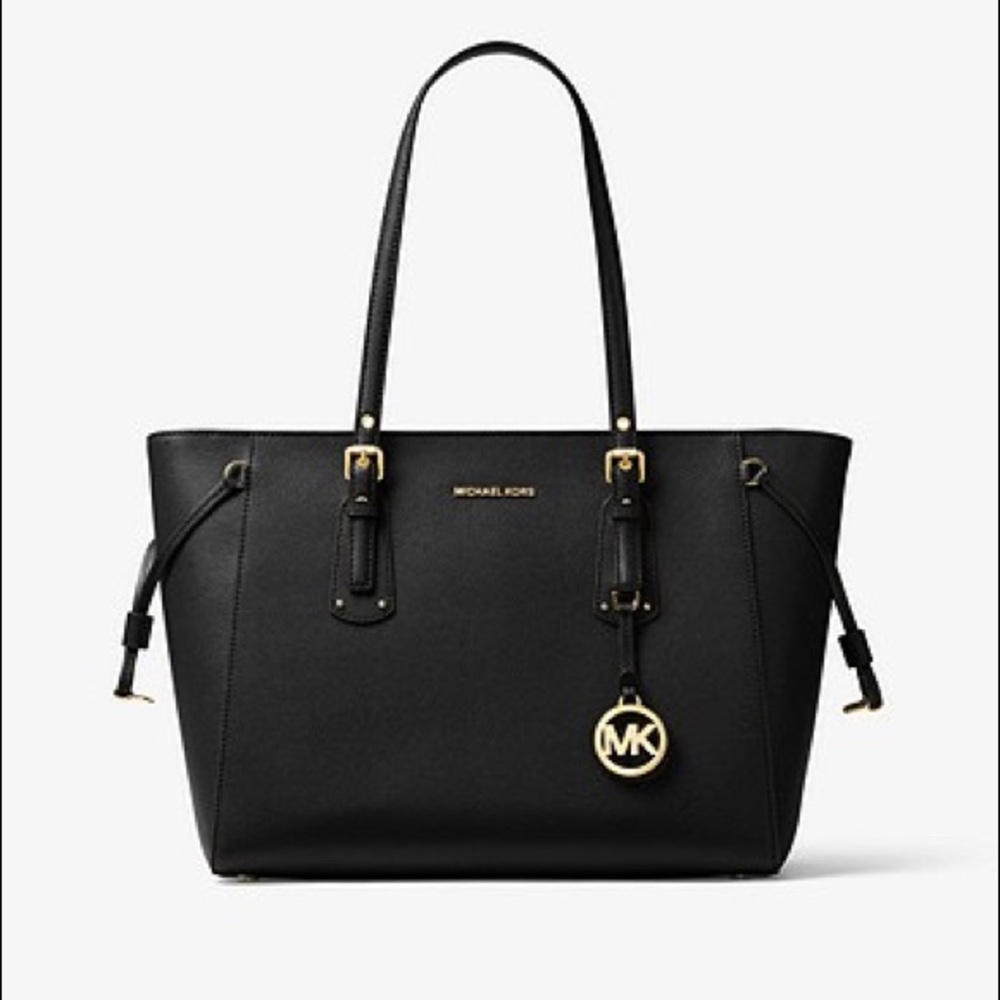Michael Kors Women's Black Voyager Medium Top Zip Tote
